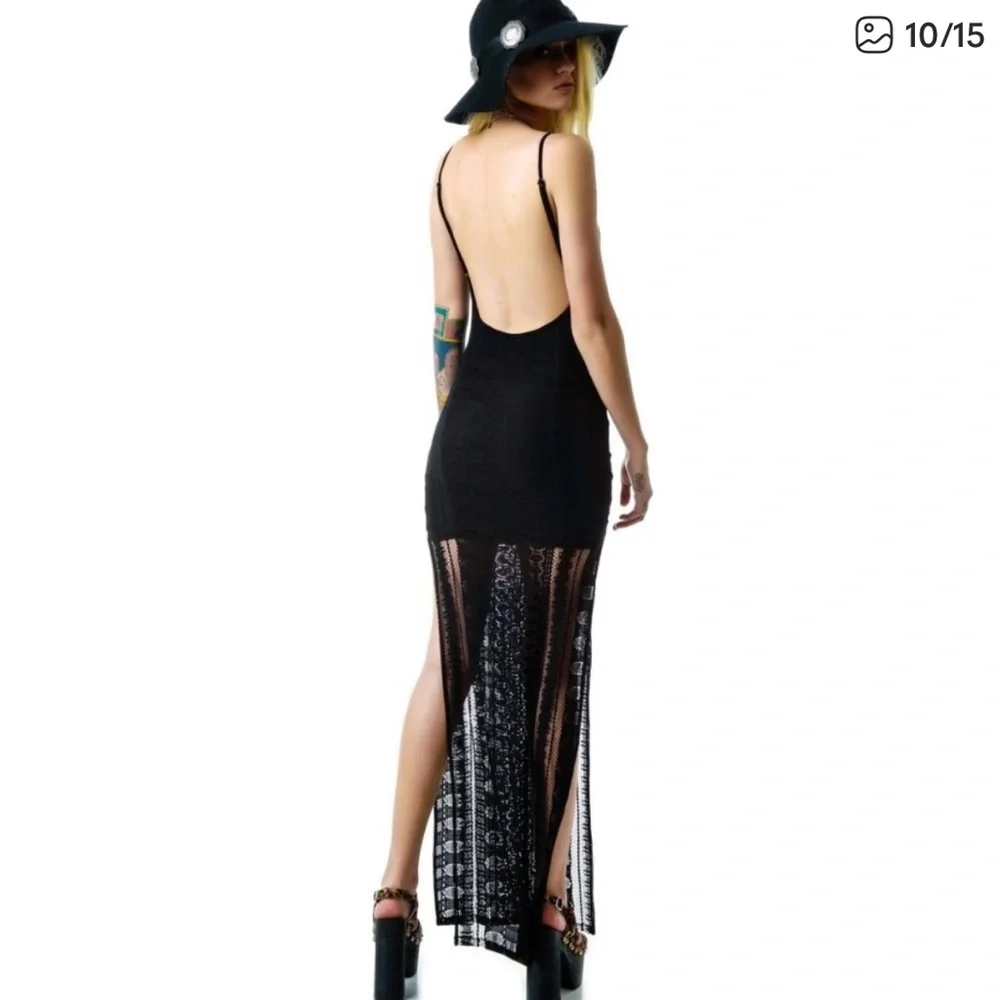 For Love and Lemons x Revolve Black Lace Overlay Maxi Dress | Small - Picture 10 of 16